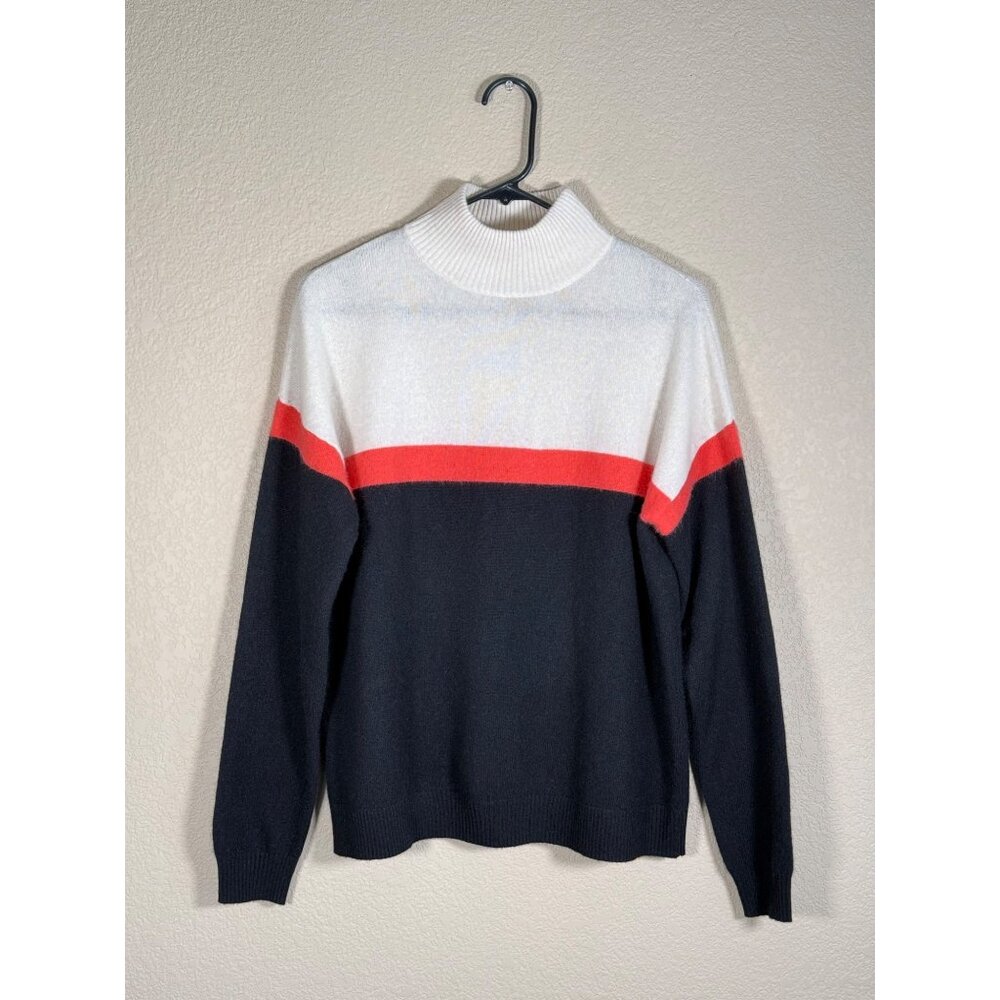 C By Bloomingdales Women's 2-Ply Cashmere Mock Sweater Size Small Colorblock